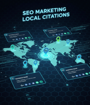 A visual representation of SEO Marketing Local Citations showing business listings across online directories