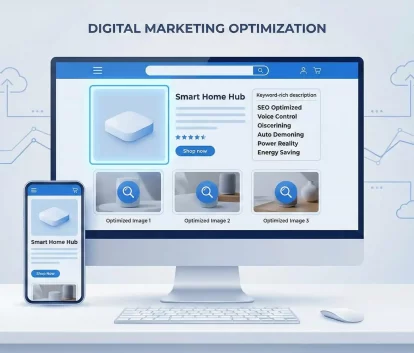 SEO Marketing strategy showing optimized product page elements for higher Google rankings