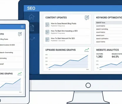 SEO marketing content update strategy showing content refresh and ranking improvement