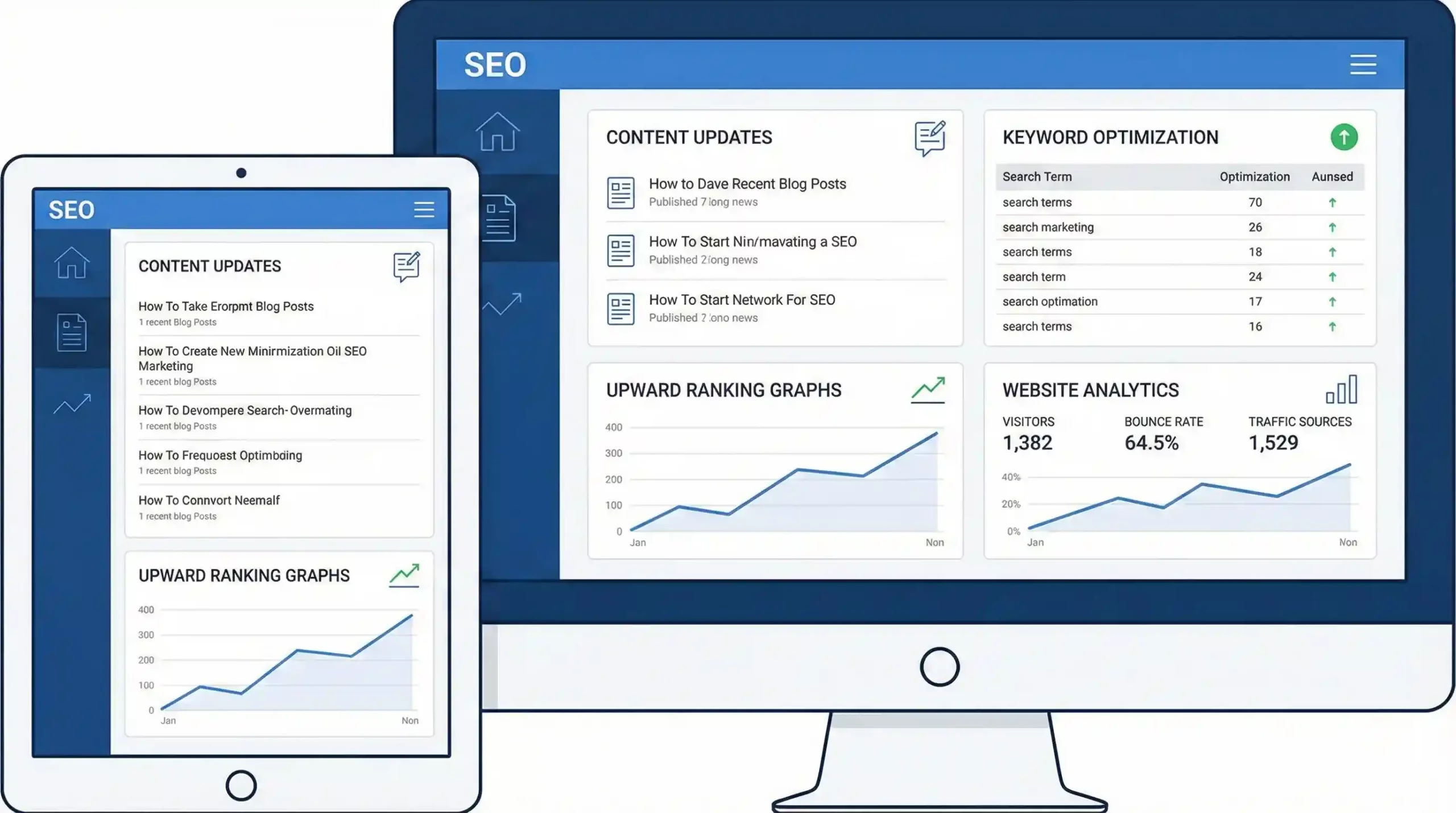 SEO marketing content update strategy showing content refresh and ranking improvement