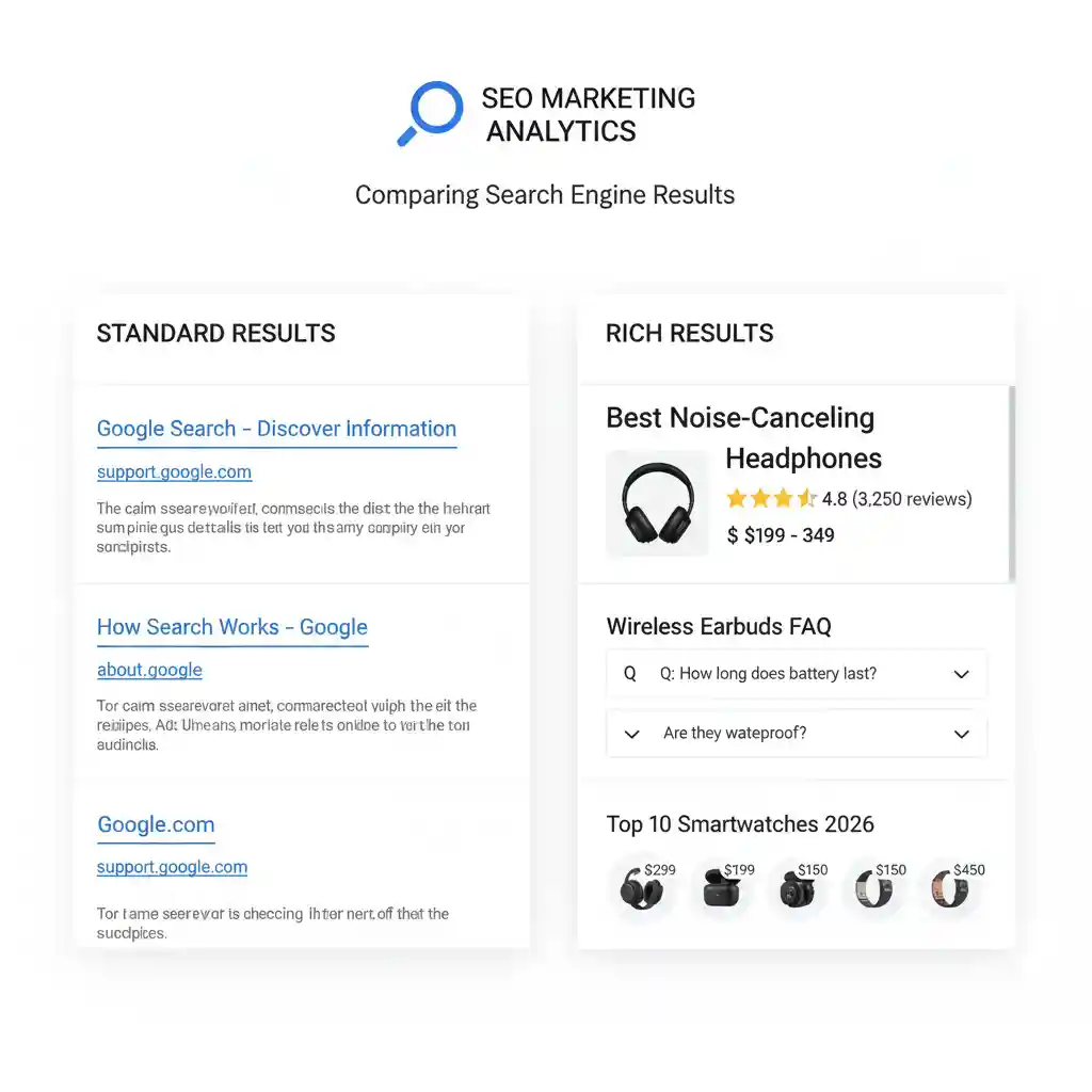 Example of Google Rich Results enhanced with schema markup in SEO marketing