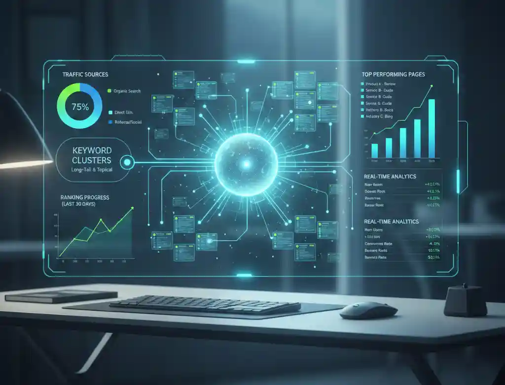 Dashboard showing scalable landing pages created using programmatic SEO strategy in SEO marketing